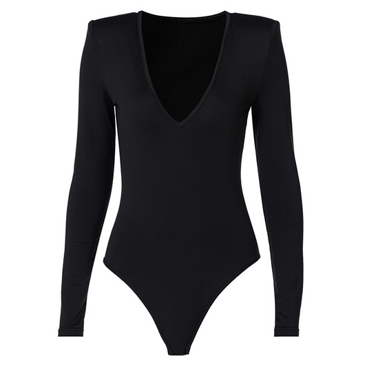 Cute Vibe V-Neck Long-Sleeved Slim Bodysuit