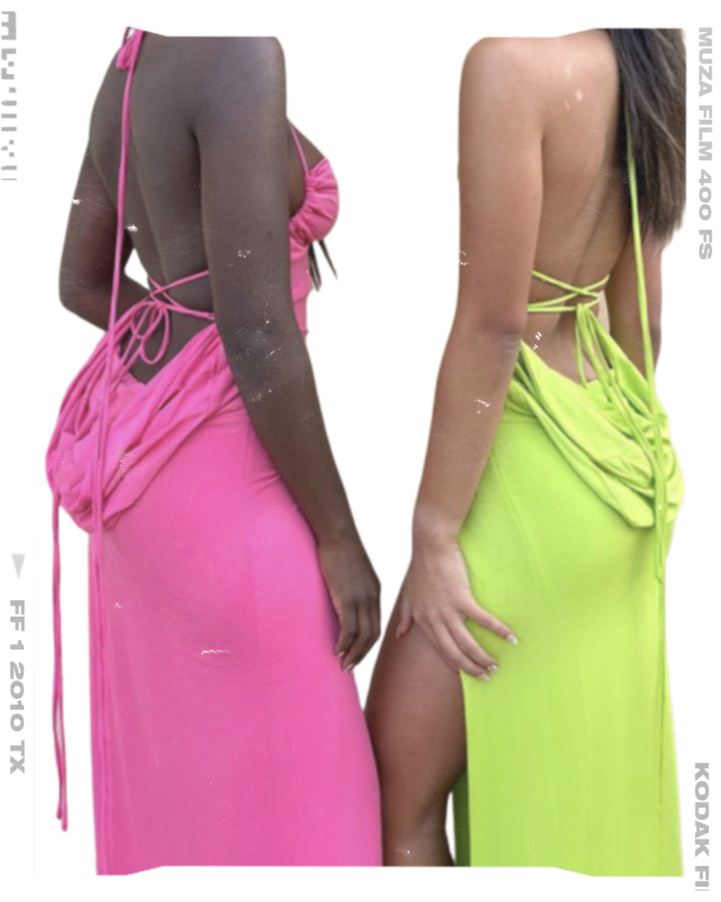 Vibrant Neon Backless Side-Slit Dress